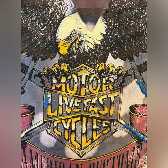 Affliction Women's American Customs Motorcycle Lace-Up Eagle T-Shirt Size Small - Picture 3 of 12